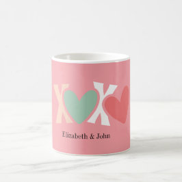 Färgglada "XOXO" Alla hjärtans dag Kaffemugg