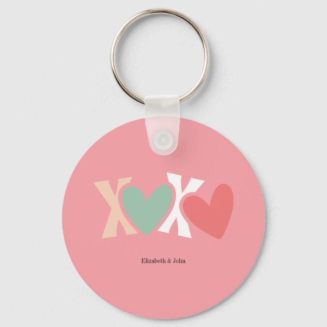 Färgglada "XOXO" Alla hjärtans dag Nyckelring (Framsida)