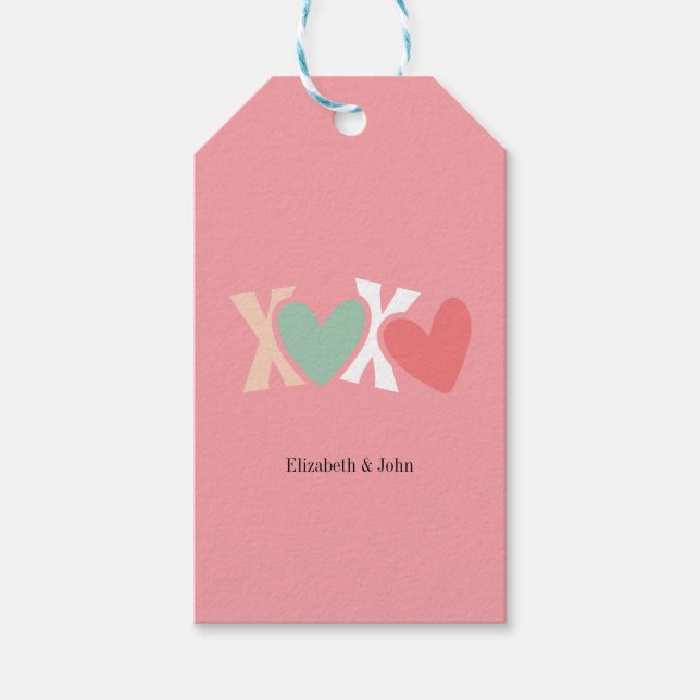 Färgglada "XOXO" Alla hjärtans dag Presentetikett (Framsidan)