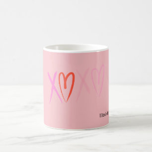 Färgglada "XOXO"-hjärtan Alla hjärtans dag Kaffemugg
