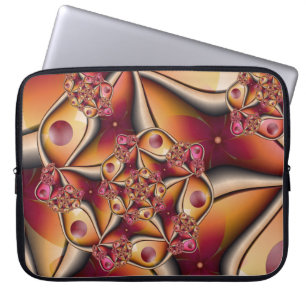 Färgglädje Abstrakt Röd Orange Fantasy Fraktal Laptop Fodral