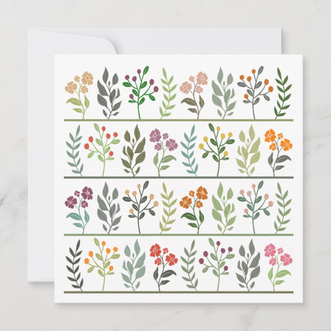 Färgglart Trädgårdskonstkort med Blommor Julkort (Framsida)