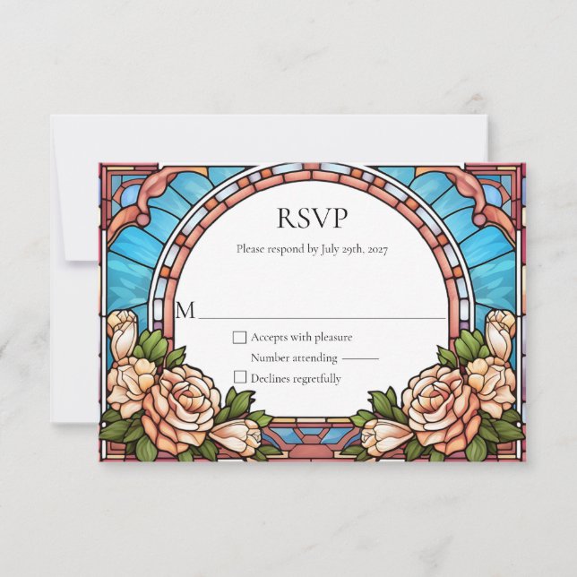Färgglas Blommig Ram Bröllop RSVP Svar (Framsida)