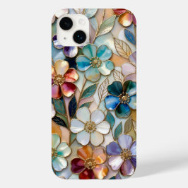 Färgglast blommande iPhone-fodral i guld med paste