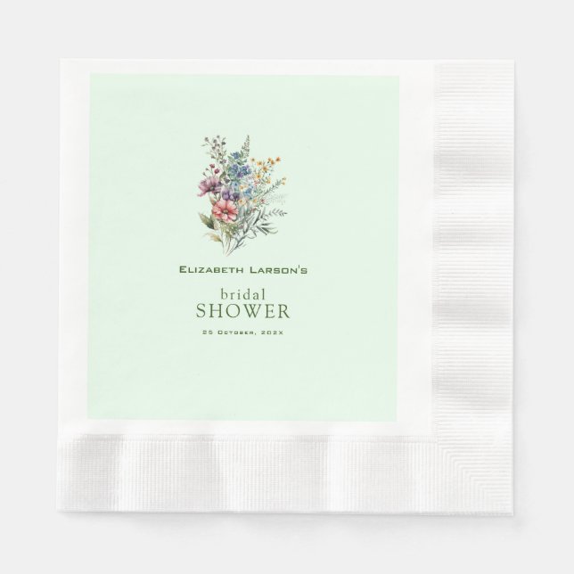 Färgglast bröllopsfest med vilda blommor pappersservett (Framsidan)