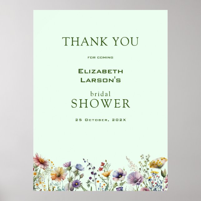 Färgglast bröllopsfest med vilda blommor poster (Framsidan)