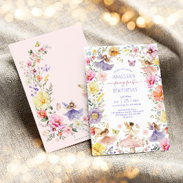 Färgglast Födelsedagsfirande för vildblomsterfen - Inbjudningar