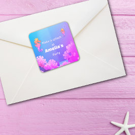 Färgglast Sjöhästsällskap  Fyrkantigt Klistermärke