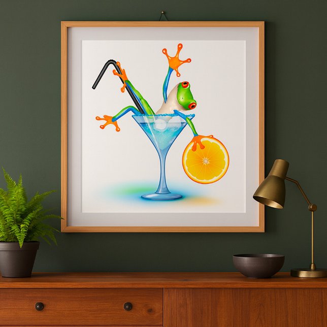 Färgglast Trädgrodcocktailglas Poster (Skapare uppladdad)