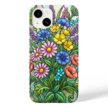 Färgglast Vildblomma Färgat Glas Telefonfodral