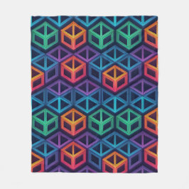 Färgglatt 3D geometriskt mönster med prismaeffekt  Fleecefilt