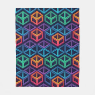 Färgglatt 3D geometriskt mönster med prismaeffekt  Fleecefilt