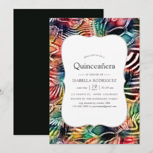 Färgglatt Abstrakt Djurmönster Quinceanera Inbjudningar