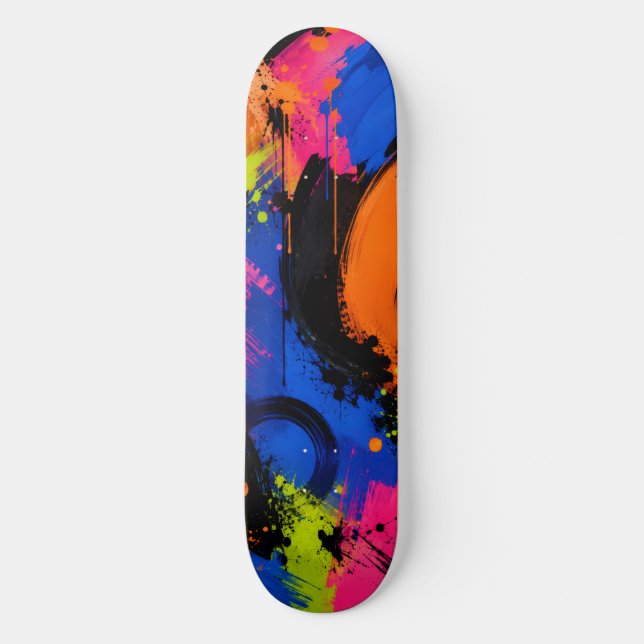 Färgglatt Abstrakt Målning Stänk Skateboarddäck Mini Skateboard Bräda 18,5 Cm (Framsida)