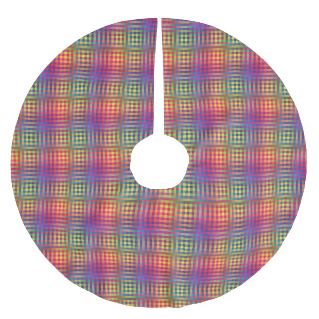Färgglatt abstrakt schackbrädemönster julgransmatta borstad polyester (Framsidan)
