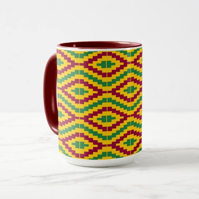 Färgglatt afrikanskt Kente-mönster Mugg (Framsida vänster)