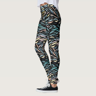 Färgglatt akabart bladmönster i vattenfärg leggings