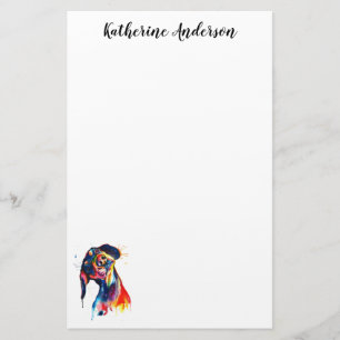 Färgglatt akvarell-dachshund-papper brevpapper