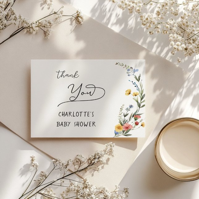 Färgglatt akvarell vildblomma baby shower tack kort (Skapare uppladdad)