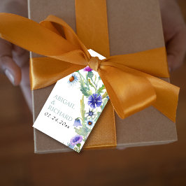 Färgglatt akvarell vildblomma vårbröllop presentetikett