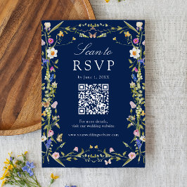 Färgglatt ängsblomma QR-kod Bröllop OSA Kort