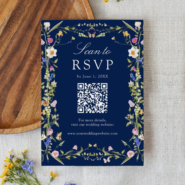 Färgglatt ängsblomma QR-kod Bröllop OSA Kort (Skapare uppladdad)