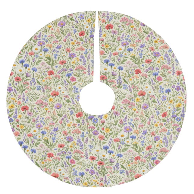 Färgglatt ängsblomme-sömlöst mönster julgransmatta borstad polyester (Framsidan)