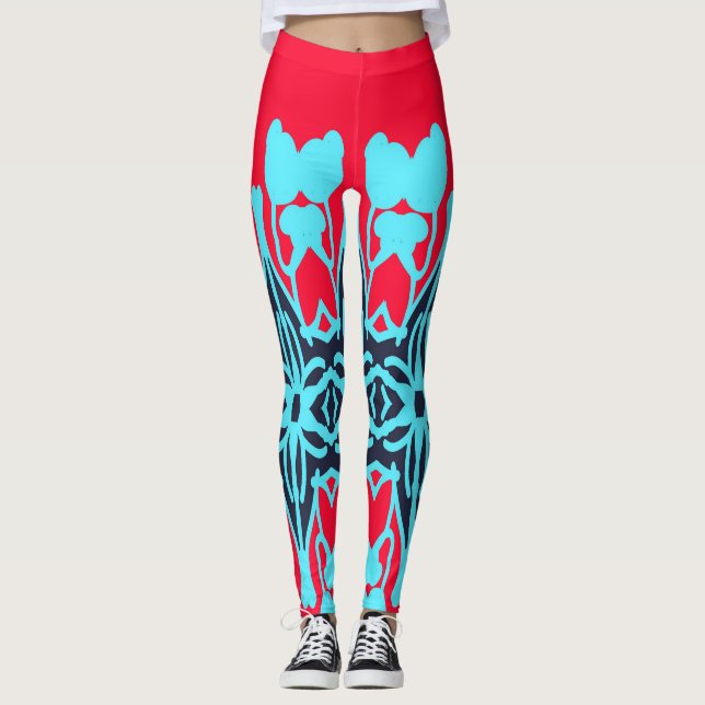 Färgglatt attraktivt tygmönster Leggings design (Framsida)