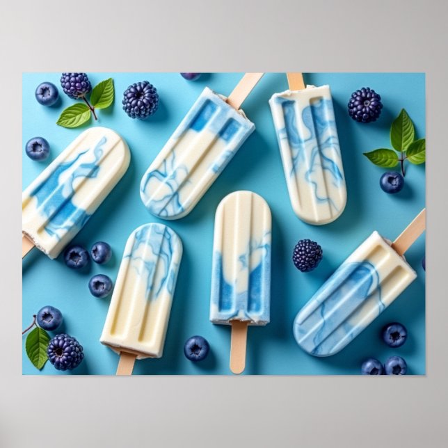 Färgglatt Bärglassmönster sommar Poster (Framsidan)