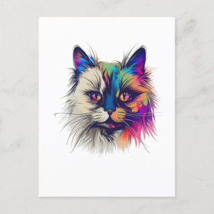 Färgglatt Birman katt Vykort