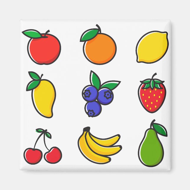 Färgglatt blandat fruktmönster magnet (Framsidan)