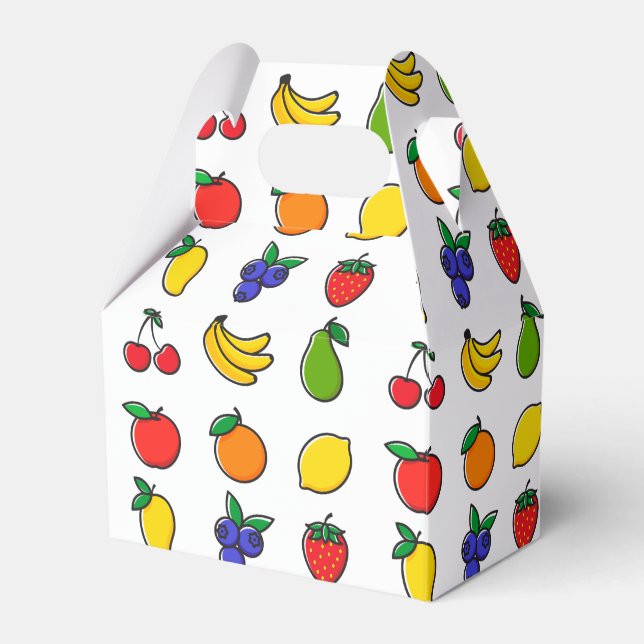 Färgglatt blandat fruktmönster presentaskar (Framsidan Sidan)