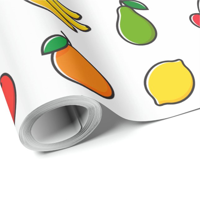 Färgglatt blandat fruktmönster presentpapper (Rullad Hörn)