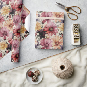 Färgglatt blommande Gerber Daisy-blommönster Presentpapper