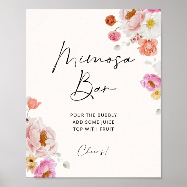 Färgglatt blommande Mimosa Bar Bröllopsfest Poster (Framsidan)