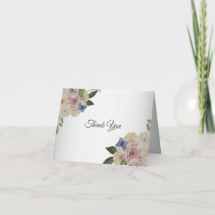 Färgglatt Blommigt Blått Fjäril Grönt Bröllop Kala Tack Kort
