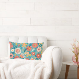 Färgglatt blommigt kuddfodral i blomform lumbarkudde