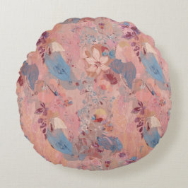 Färgglatt blommigt kuddfodral i blomform rund kudde