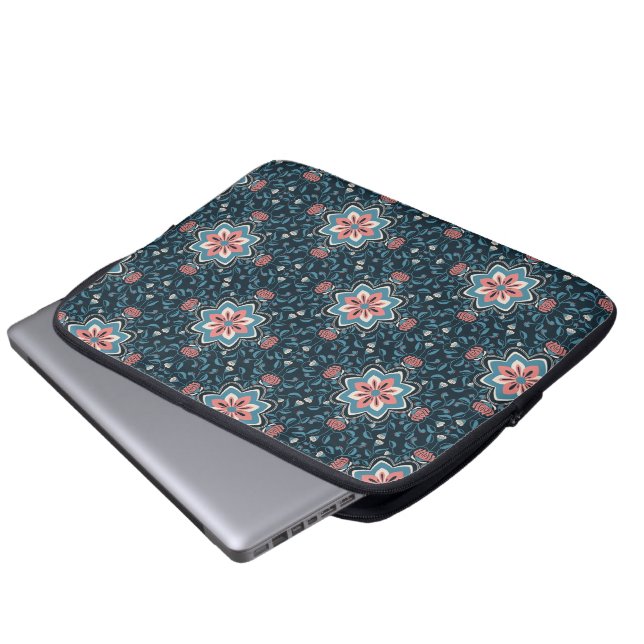Färgglatt blommigt mönster laptopsleeve laptop fodral (Framre botten)