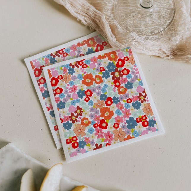 Färgglatt blommigt pappersparty pappersservett (Colorful floral Mother's Day Brunch paper party napkins.)