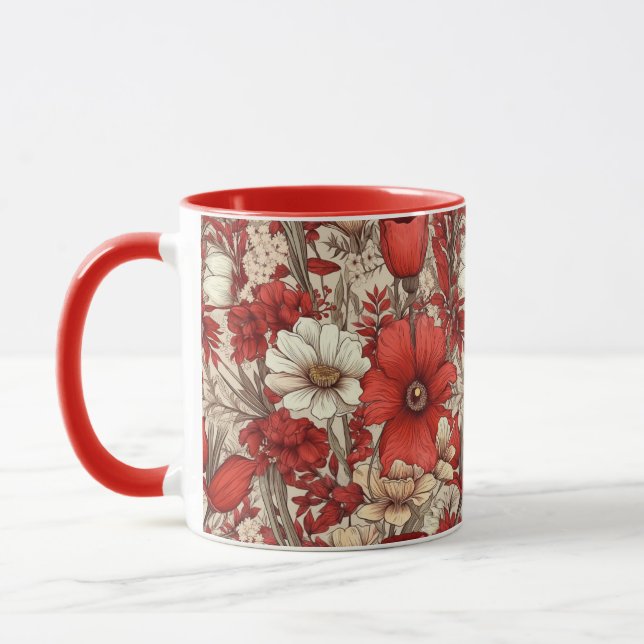 Färgglatt blommönster mugg (Vänster)