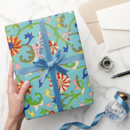 Färgglatt Blommotiv Inpackningspapper Presentpapper