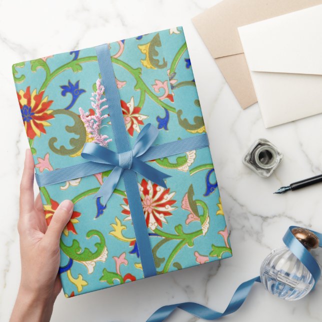 Färgglatt Blommotiv Inpackningspapper Presentpapper (Gifting)