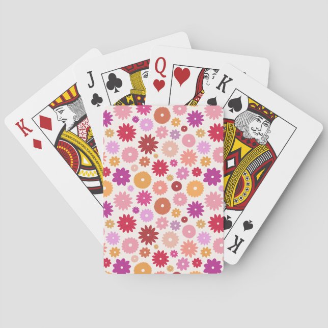 Färgglatt blomster mönster casinokort (Baksidan)