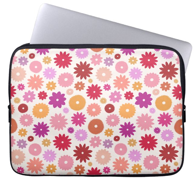 Färgglatt blomster mönster laptop fodral (Framsidan)