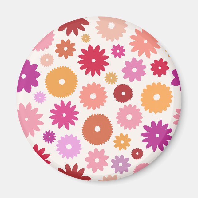 Färgglatt blomster mönster magnet (Framsidan)