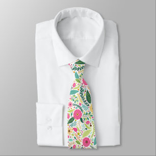 Färgglatt blomster mönster med rosa, gul slips