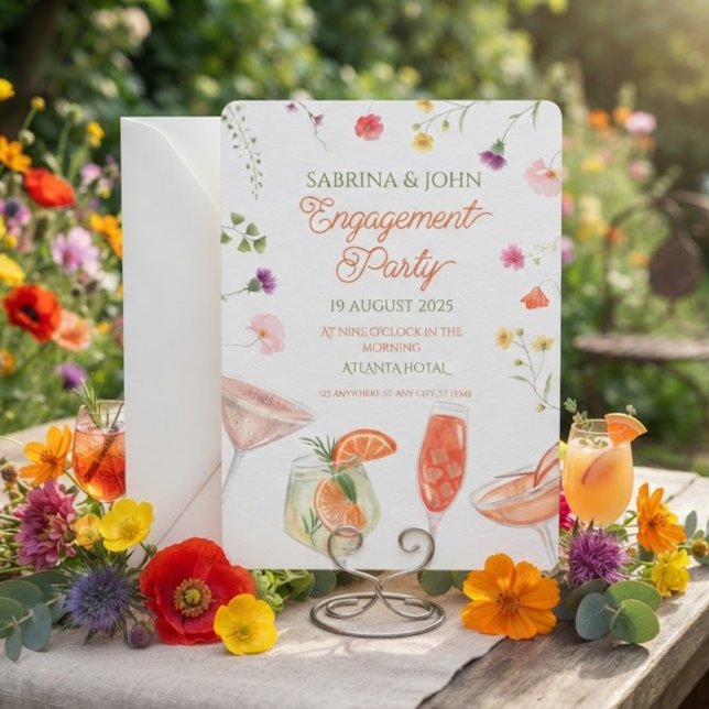 Färgglatt blomsterakvarell-förlovningsfest inbjudningar (Skapare uppladdad)