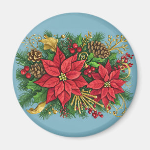 Färgglatt blomsterarrangemang för jul magnet