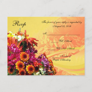 Färgglatt blomsterarrangemang Orange/Gul design Inbjudan Vykort